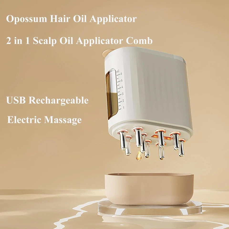 Opossum Hair Oil Applicator Opu Scalp Care Massager Electric Comb 2in1 Brush - Image 2 of 4