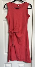 TALBOTS WOMENS SIZE S SLEEVELESS ROUND NECK SIDE FAUX TIE WRAP TANK DRESS