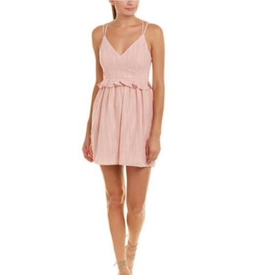 BCBGeneration Sleeveless Ruffle Shift V Neck Dress Pink Size 8 $98