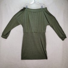 Shein Womens Dress Size XL Green Off the Shoulder Stretch Knit Blouson Mini
