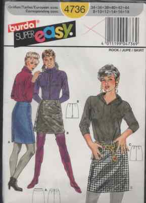 Burda Pattern 4736 Easy Skirts in Two Lengths NEW, Sealed 8-18