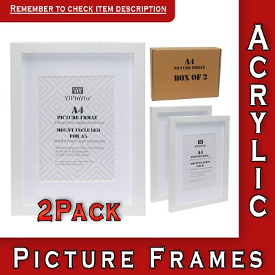 A4 Bilderrahmen mit Halterung für A4 A5 Portrait Kunst Wandmontage 2er Set weiß