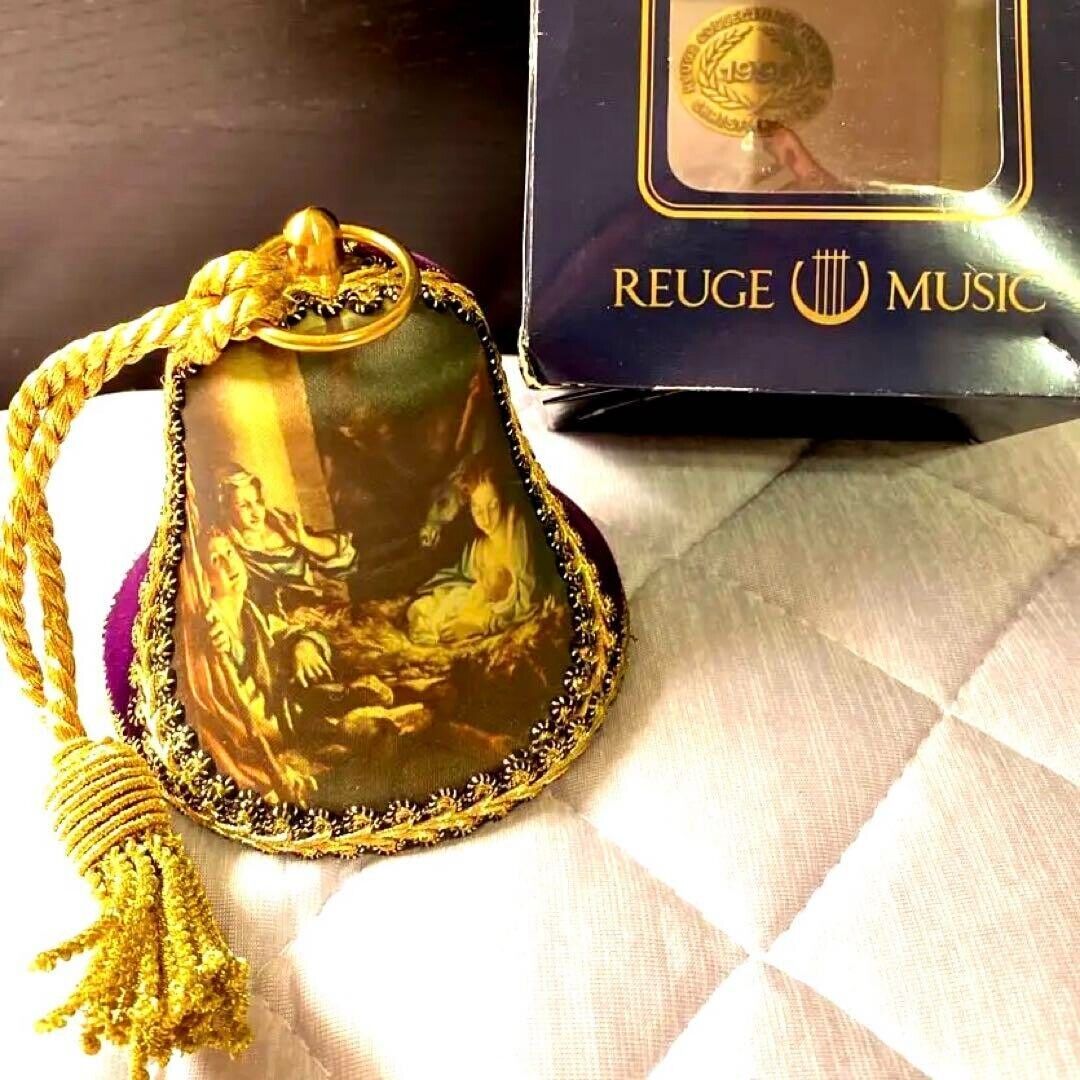 Reuge Christmas Collectors Bell 1990 Music Box Purple Velvet Reuge Christmas Collectors Bell 1990 Music Box Purple Velvet