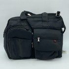 FISHER PRICE Black Messenger Diaper Bag Red Lining Changing Pocket 16x12