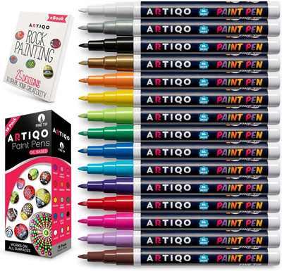 Fine Tip Paint Pens for Rock Painting - Wood, Glass, Metal and Ceramic Works on 