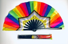 Progress Pride Flag 26" Extra Large Folding Clack Gay Pride Fan Rave LGBTQ