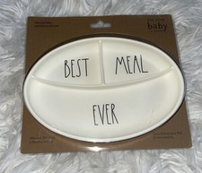 Rae Dunn Baby Best Meal Ever white Silicone Plate