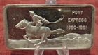 Vintage Pony Express Historical Events 1 Troy Oz. .999 Silver Bar