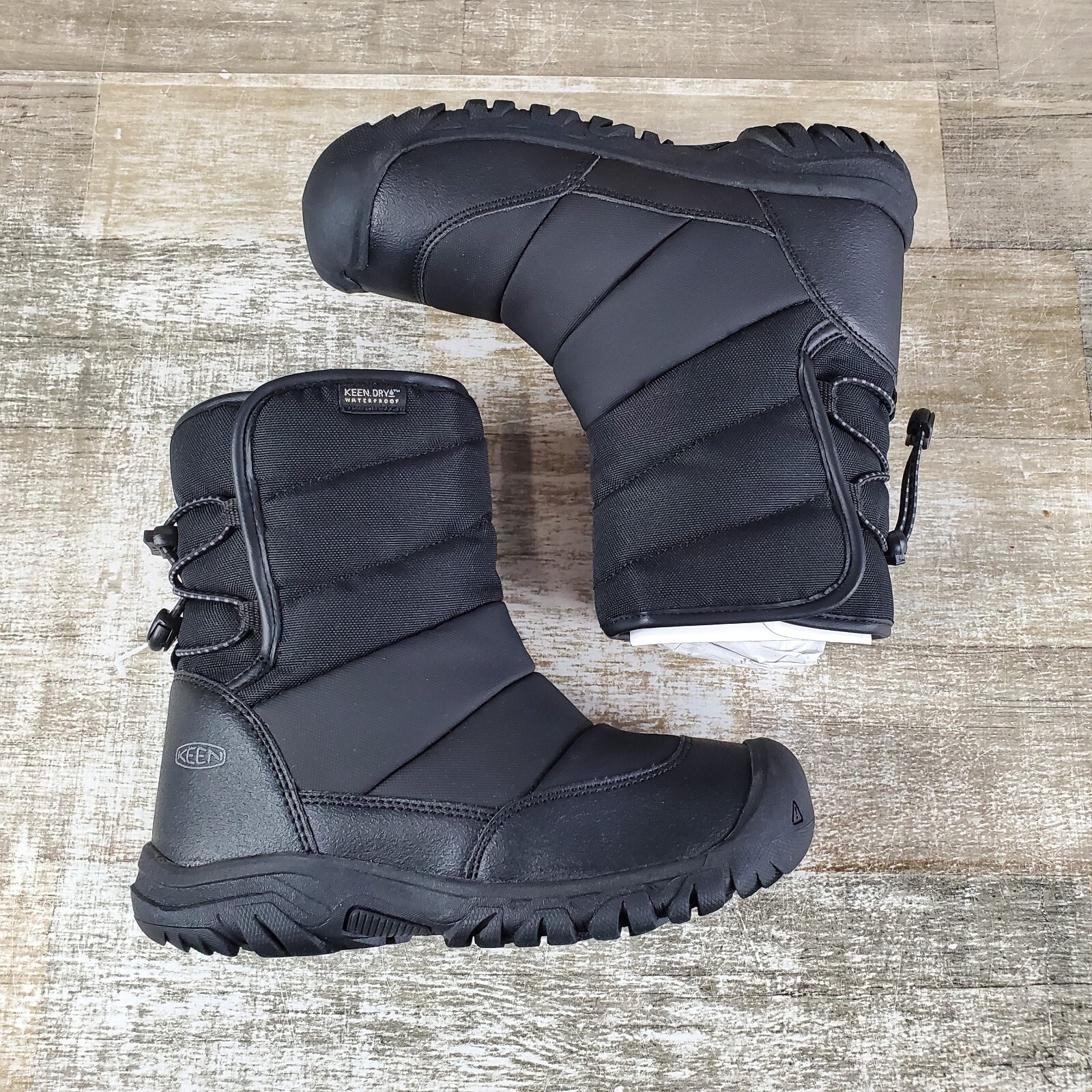 Stivali Invernali Keen Puffrider Bambini Taglia 2 Nero Regolabile Toggle Impermeabili