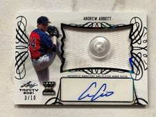 ANDREW ABBOTT Reds 2021 Leaf Trinity Baseball BUTTON PATCH Auto # 3/10 Autograph