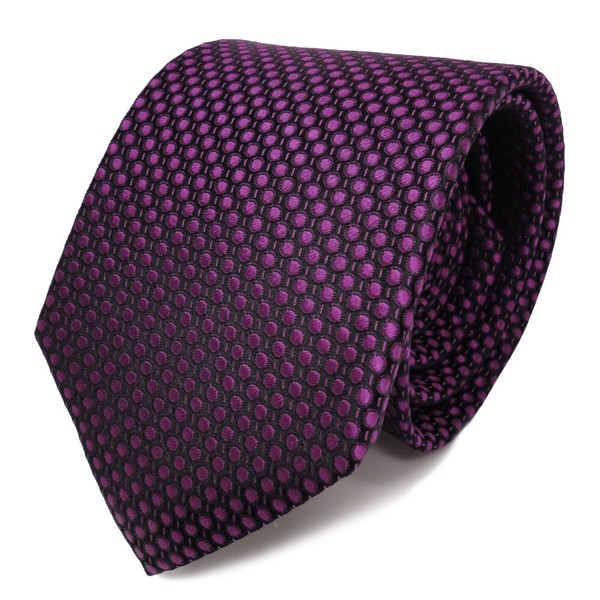 SchöNe Tigertie Designer Seidenkrawatte Lila Violett Purpur Schwarz Gepunktet-image