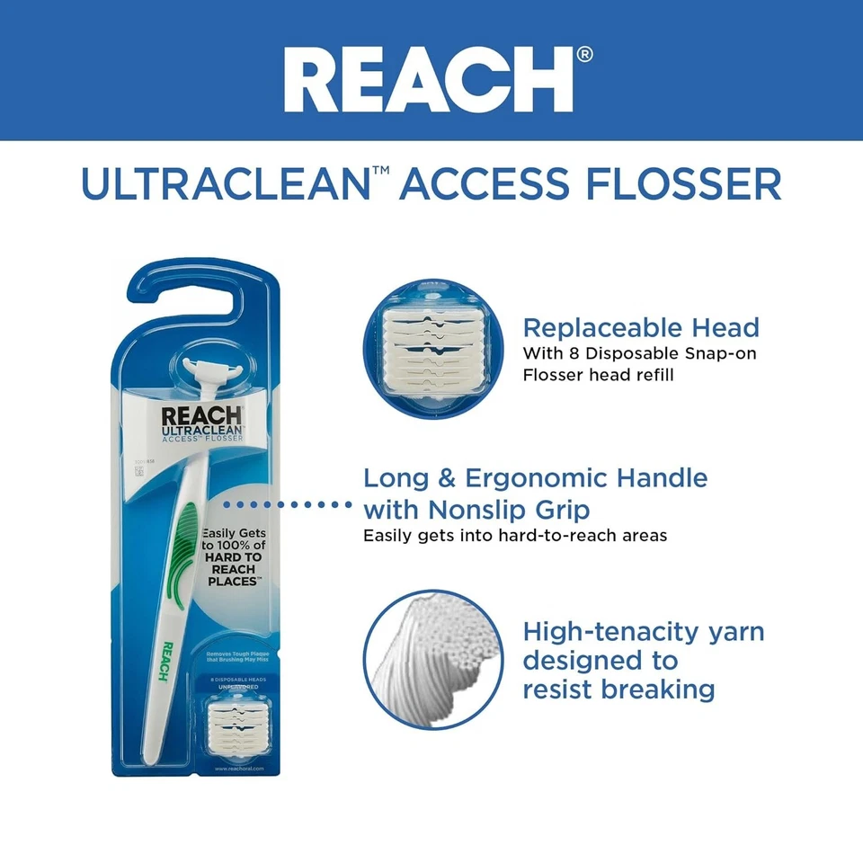 Cabezales de recarga REACH Listerine Ultraclean Access Flosser, como nuevos, 28 pies (paquete de 1) Foto 3 de 4