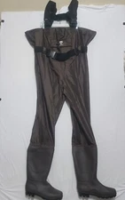 TIDEWE Size 13 Brown Bootfoot Chest Wader, 2-Ply Nylon/PVC Waterproof 