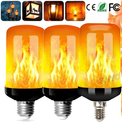 E14 E27 LED Licht Fackel 4 Modi Feuer Lampe Flammen Effekt Flacker Glühbirne DE