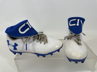 Under Armour C1N MC Jr. Football Cleats Youth Size 1Y 3022670-101 White Blue