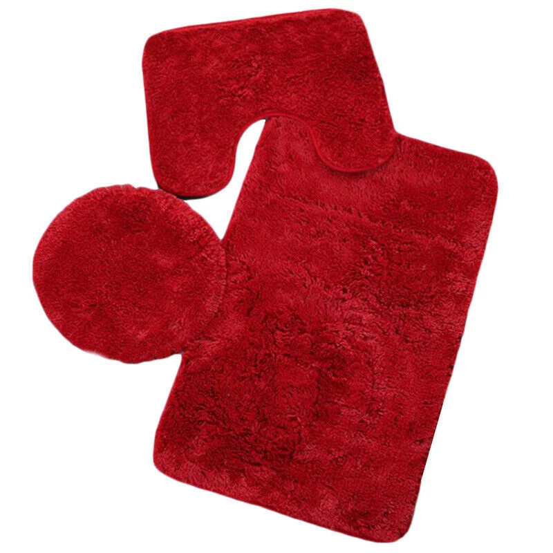 3 Teilig Set Badteppich Badematte Badvorleger Badgarnitur Duschvorleger Hänge DE - Bild 3 von 4