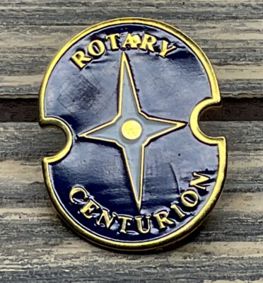 Vintage Pin Button Blue Enamel Gold Tone International Rotary Century 1 