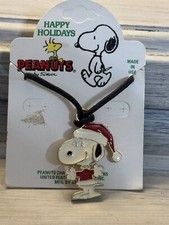 VINTAGE PEANUTS SANTA SNOOPY CORD PENDANT NECKLACE 1958 1965 MAKE AN OFFER 