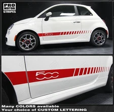 Fiat 500 Rocker Panel Side Stripes Decals 2007 2008 2009 2010 2011 Pro Motor