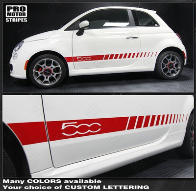 Fiat 500 2007-2015 Rocker Panel Side Stripes Decals (Choose Color)