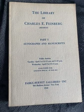 Library of Charles Feinberg autographs manuscripts Parke-Bernet Galleries 1968