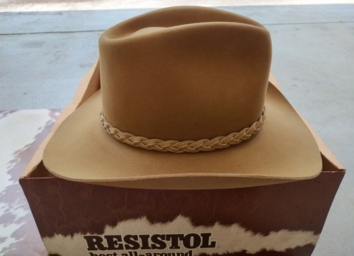 RESISTOL BRITCHES GEORGETOWN 14.25” TAN SELF CONFIRMING COWBOY HAT SIZE 7 1/8 - Picture 15 of 24