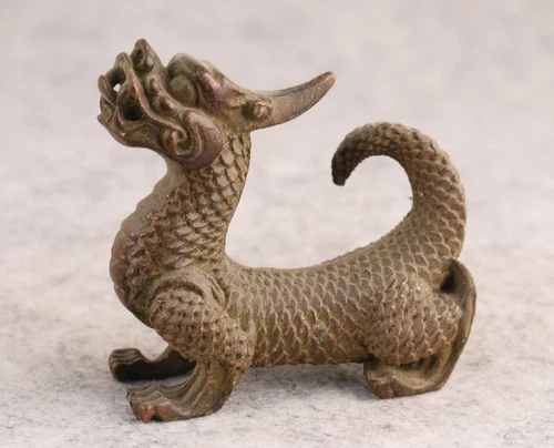 Rare Chinese dragon bronze figure Statue tea pet fengshui Art deco - Picture 2 of 6