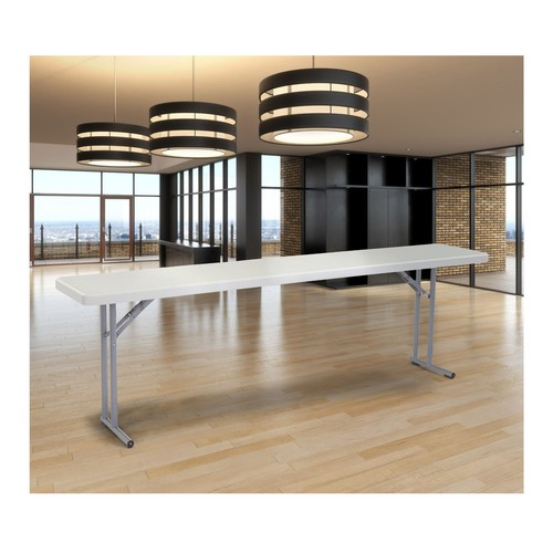 NPS 18 x 96-In Heavy Duty Seminar Steel Frame Folding Table Speckled Gray - Picture 7 of 7