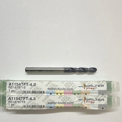 Walter Titex A1154TFT-4.3 4.3mm Metalworking Machining Drill Bit LOT OF 2 