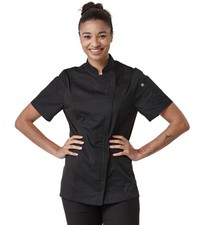 Women's Short Sleeve Chef Coat Cool Vent Chef Jacket 2847SJW Black Medium