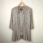 R & M Richards Formal Lace + Sequin Tank Jacket Set Size 14 Taupe Holiday NEW