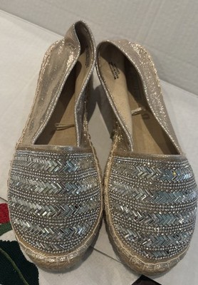 Primark Women's Gold Bling  Espadrilles Flats size 9/ EU 40 New BEAUTIFUL