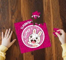 Personalisiertes Kaninchen Design individueller Name Kinder Puzzle Geschenk für Jungen Mädchen 10