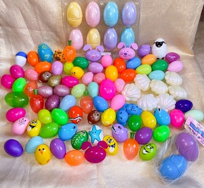 Plastic Easter Eggs Bunnies, Carrots, Animals, Clam Shells, 10 Large New Eggs