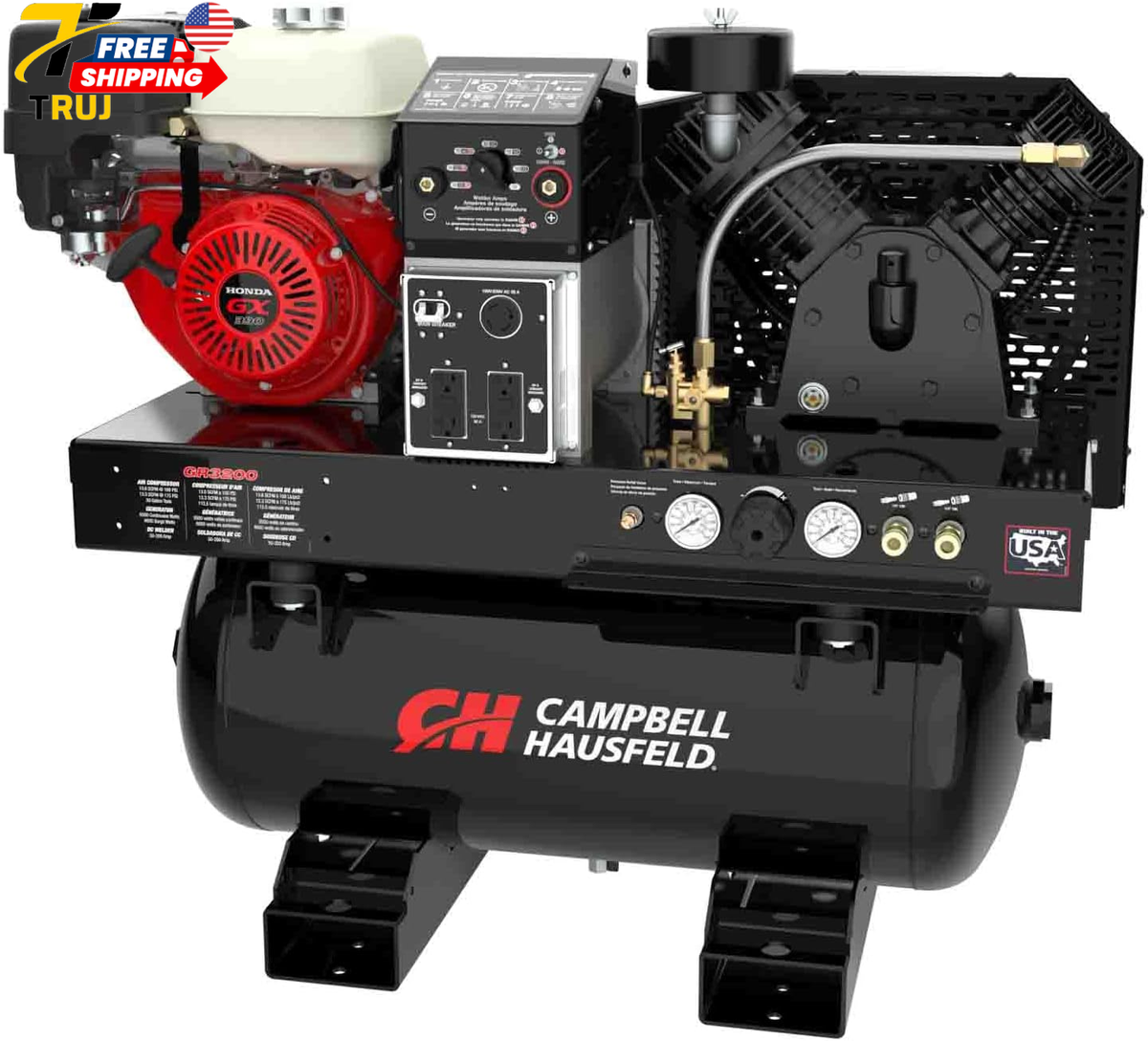 3-in-1 Compressor-Generator-Welder Combo with Honda GX390 Gas