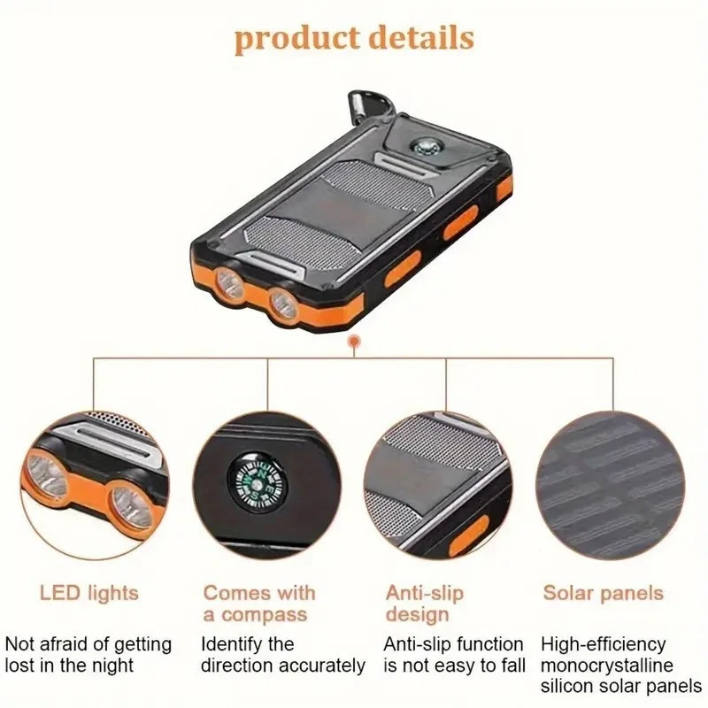 Latest Solar Charger 20000mAh Power Bank with Dual USB & Flashlight Outdoor -USA - Image 4 of 4