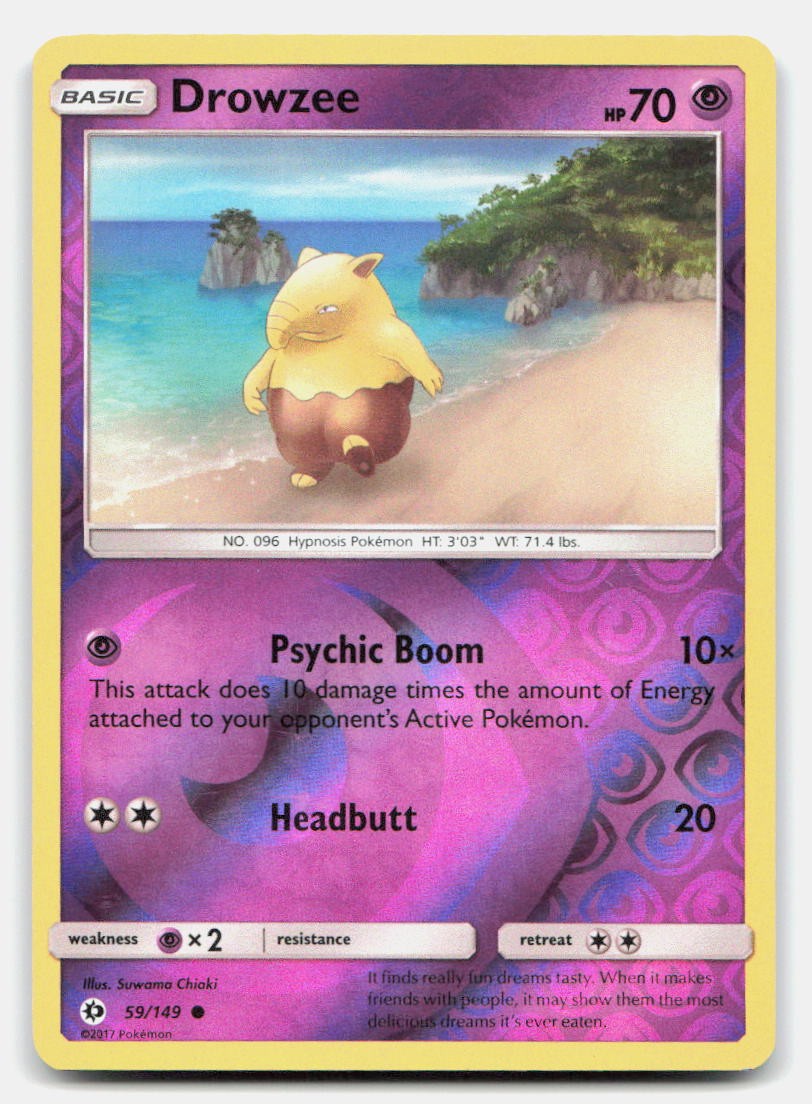 Drowzee 59/149 Common SM Base Set Pokemon Reverse Holo LP