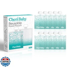 CheriBaby Reusable Baby Food Pouches for Toddlers, BPA Free Plastic, Food Saf