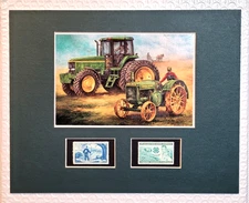 JOHN DEERE TRACTORS PAST & PRESENT - FFA 4H STAMPS - FRAMEABLE STAMP ART - 1604