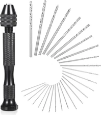 Mini Micro Hand Drill Bits Set Small Manual Keyless Chuck Pin Vise Rotary
