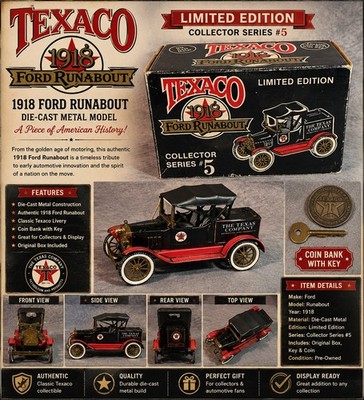ERTL Texaco 1918 Ford Runabout Bank Collector Series #5 Die Cast 1988 New in Box