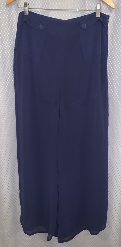 Forever 21 Sheer Navy Blue Palazzo Pants Built in Shorts Size Large