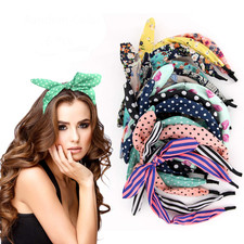 6 Pcs Colorful Headbands, Fashion Floral Polka Dot Stripe Bow Headbands Randomly