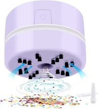 Mini Desk Hand Held Vacuum Cleaner for Artists Purple Painting Accessory