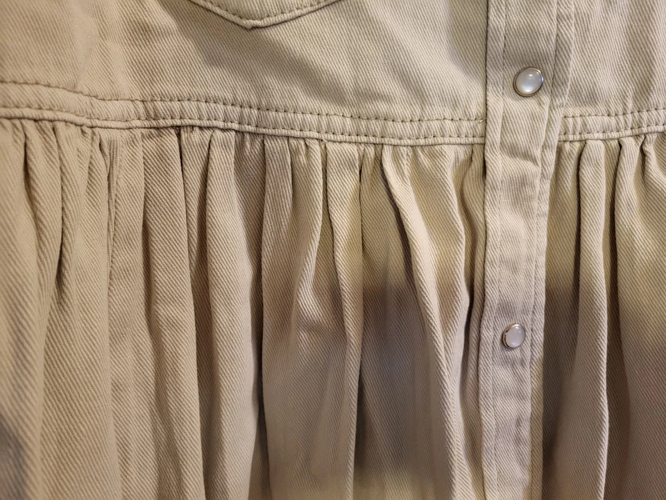 NWT 1.4.3. Story By Line Up Jean Jacket Beige Baby Doll Style Pearl Snaps Sz L - Image 3 of 4