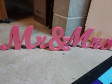 Mr.  Mrs. 3-Piece Sign Decor Wedding Reception, Shower, Engagement, Wood PINK