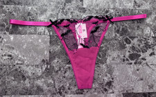 NWT VICTORIA'S SECRET PINK EMBROIDERED BLACK BAT NETTED HALLOWEEN THONG PANTIES
