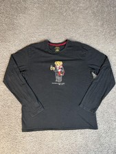 Polo Ralph Lauren Shirt Mens L Black Polo Bear Graphic Crew Neck Cotton