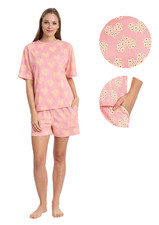 Damenpyjama Gr&ouml;&szlig;e L, Baumwollshorts, kurze &Auml;rmel, locker geschnitten