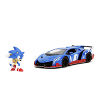 "Lamborghini Veneno 2009 \"Sonic The Hedgehog\" Blue + Figure 1:24 Jada Toys Movie"